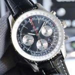 Breitling Navitimer 43MM B01 Movement Red Bracelet Black with Silver Wrist Watch